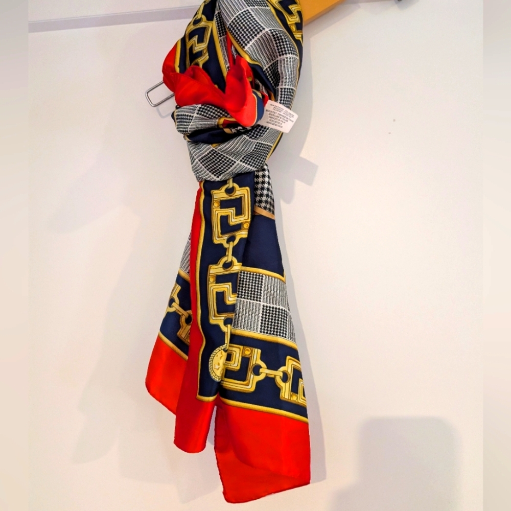 Elegant Red and Gold Vintage Scarf